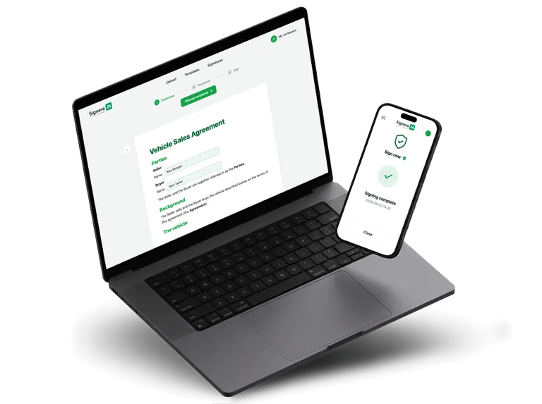 Signera24 in a browser and on a phone
